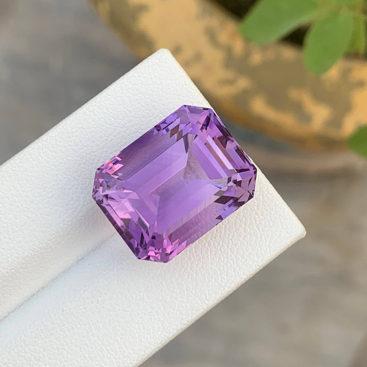 24.35 Carat Natural Loose Purple Amethyst Stone Emerald Cut Brazilian Gemstone