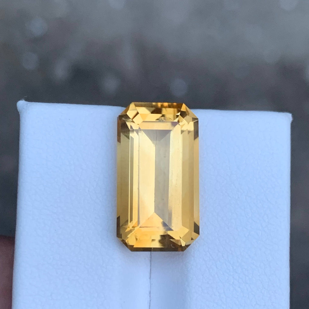9.90 Carat Golden Color Citrine Emerald Cut Brazilian Gemstone