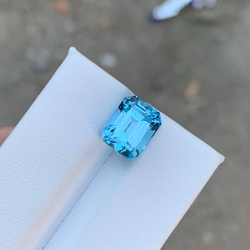 5.60 Carat Sky Blue Topaz Emerald Cut Africa SI Untreated Loose Gem
