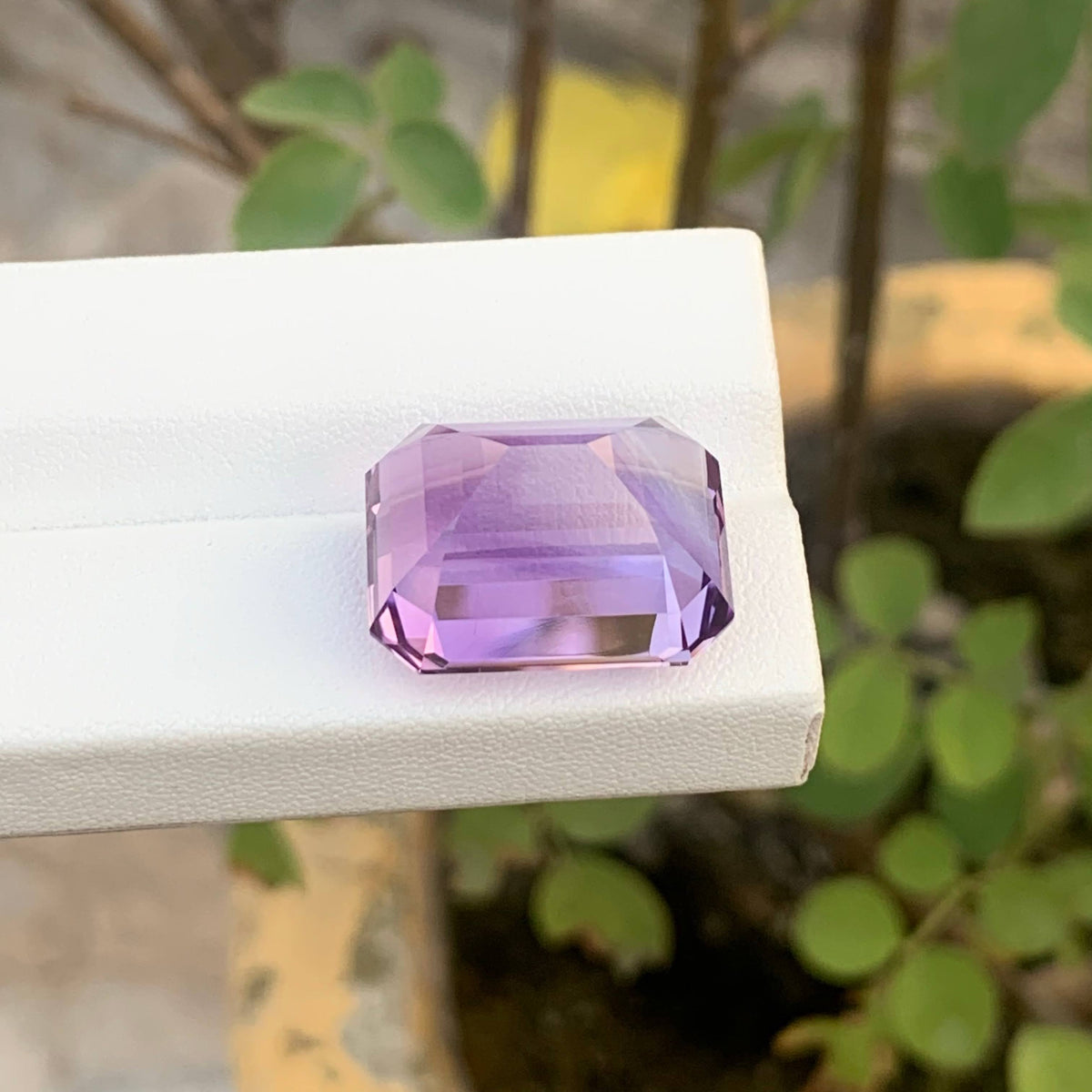 24.35 Carat Natural Loose Purple Amethyst Stone Emerald Cut Brazilian Gemstone
