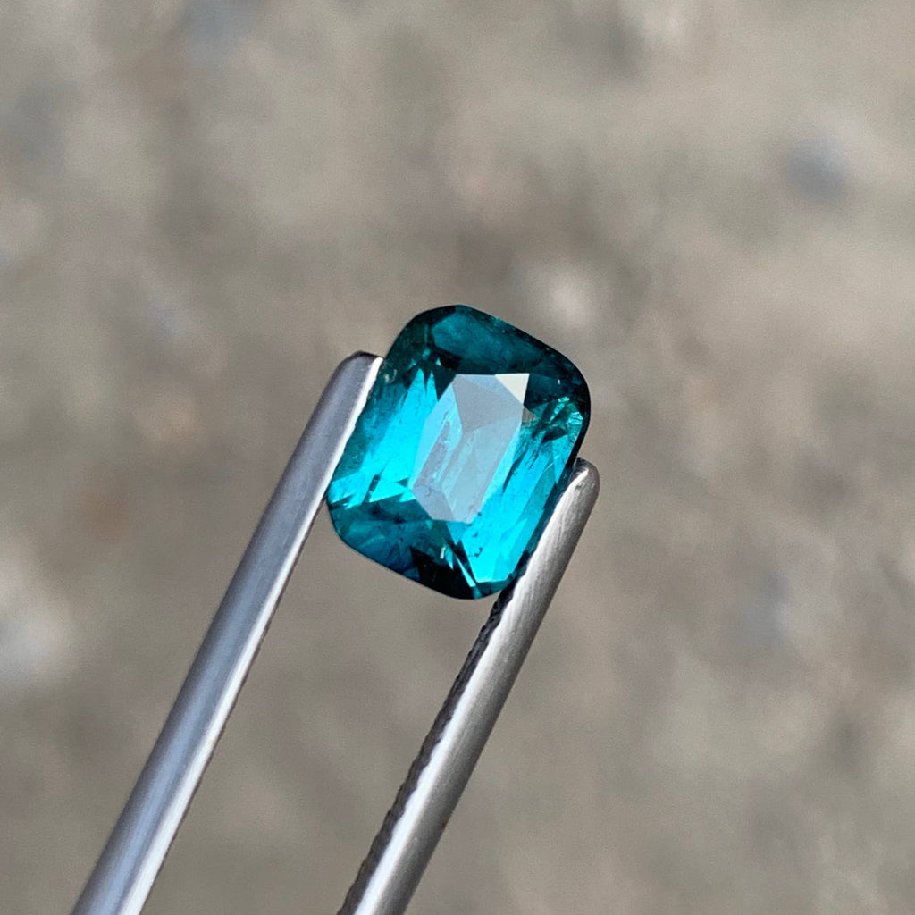 2.45 Carat Natural Loose Blue Color Tourmaline Cushion Cut Afghan Gemstone