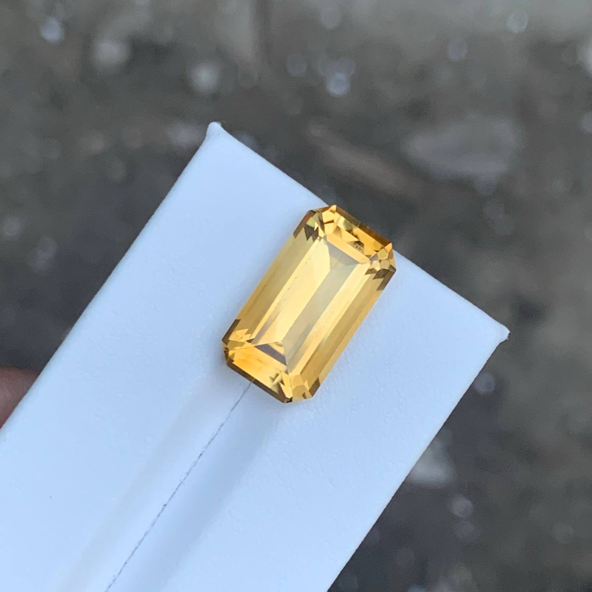 9.90 Carat Golden Color Citrine Emerald Cut Brazilian Gemstone