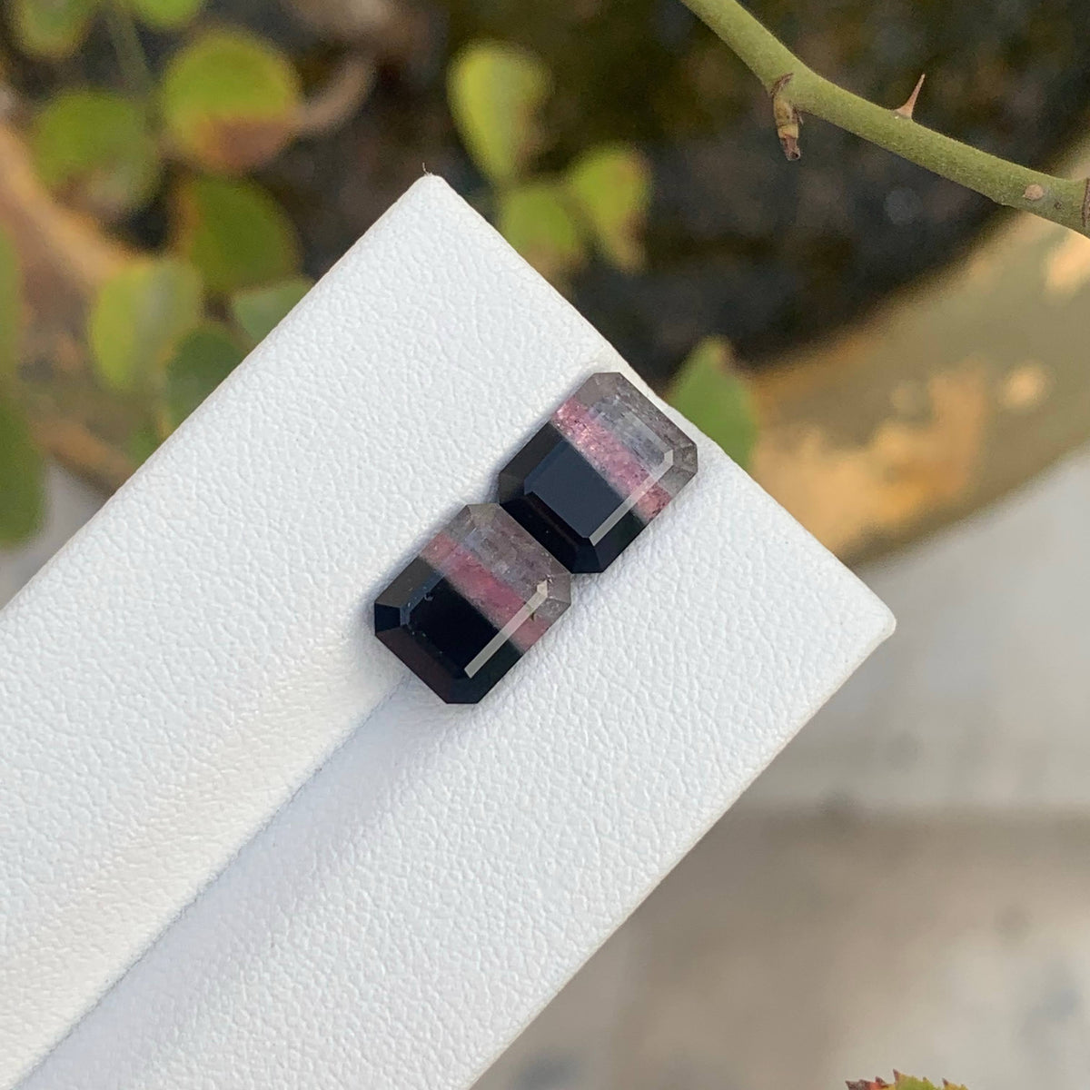 5.40 Carat Natural Loose Bicolor Tourmaline Pair Emerald Cut Afghan Gemstone