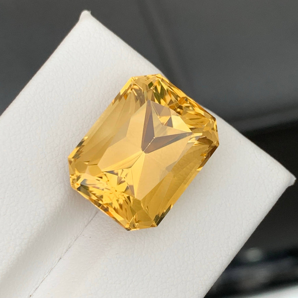 16.10 Carat Natural Loose Golden Color Citrine Fancy Cut Bazillion Gemstone