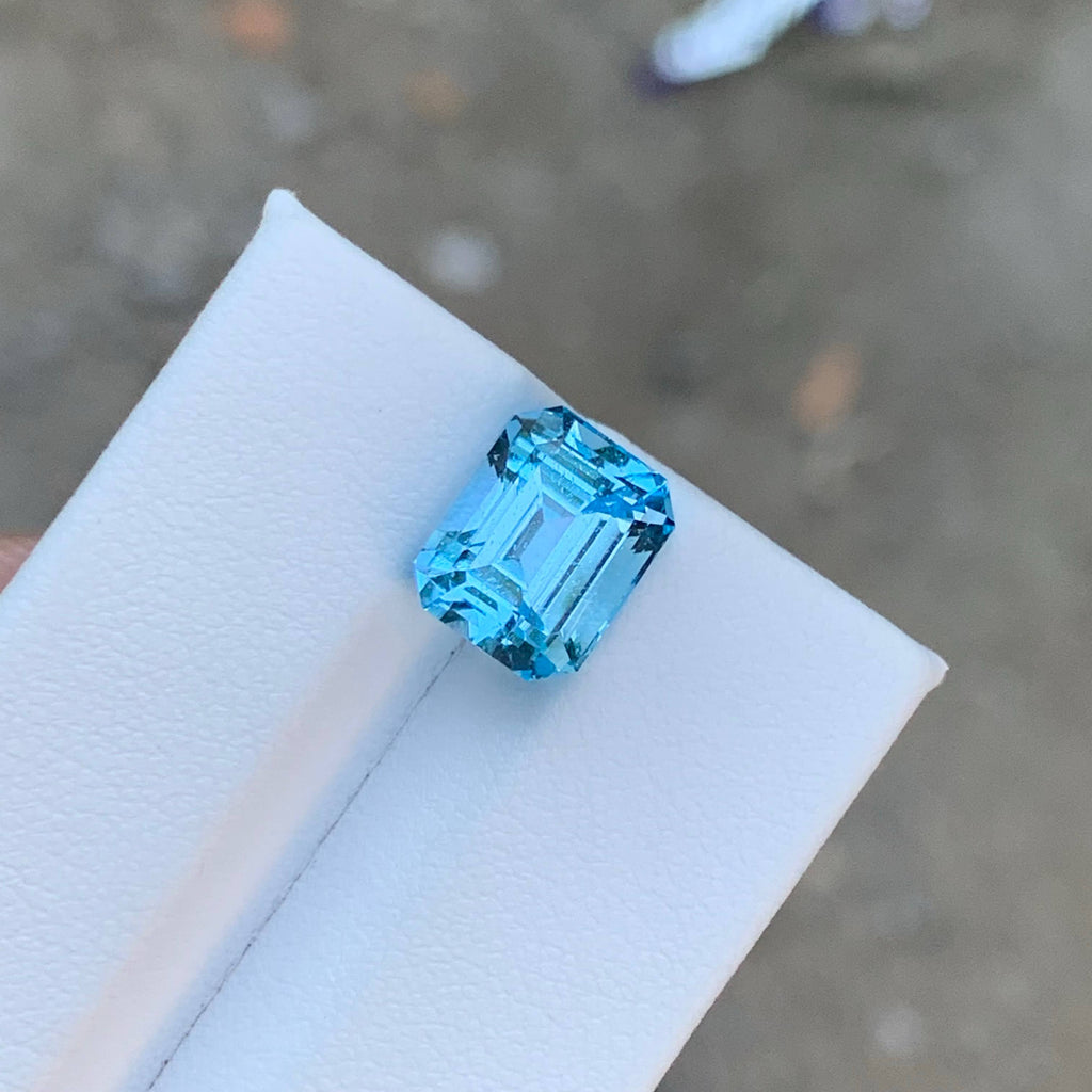 5.60 Carat Sky Blue Topaz Emerald Cut Africa SI Untreated Loose Gem