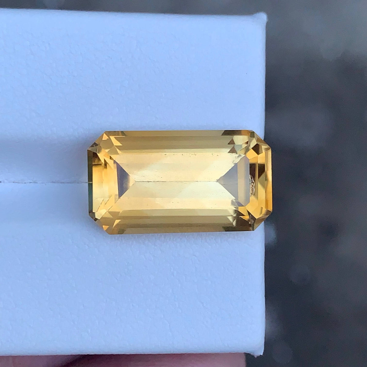 9.90 Carat Golden Color Citrine Emerald Cut Brazilian Gemstone