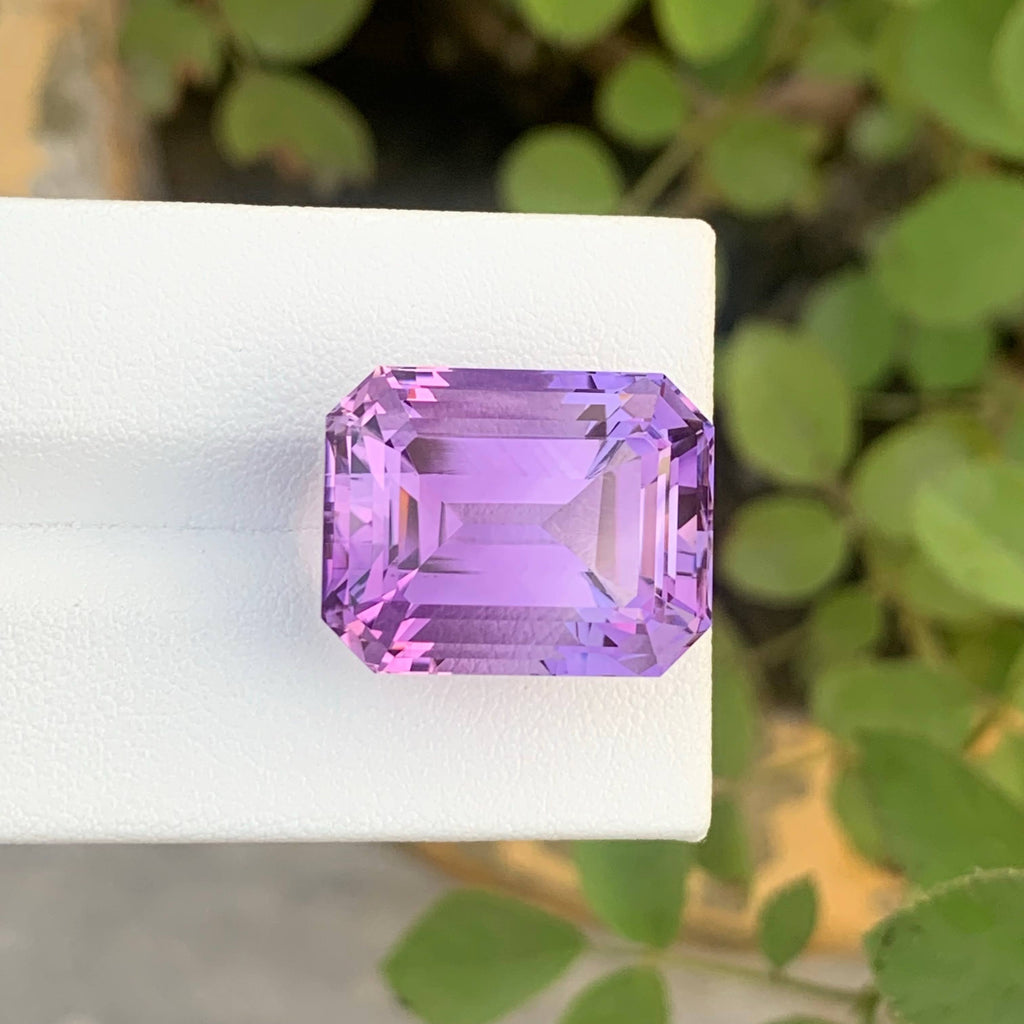 24.35 Carat Natural Loose Purple Amethyst Stone Emerald Cut Brazilian Gemstone