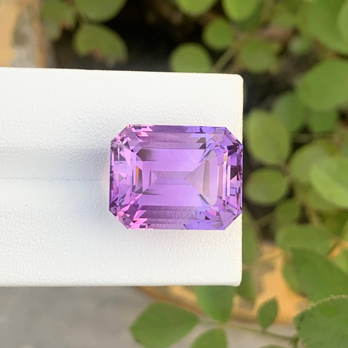24.35 Carat Natural Loose Purple Amethyst Stone Emerald Cut Brazilian Gemstone