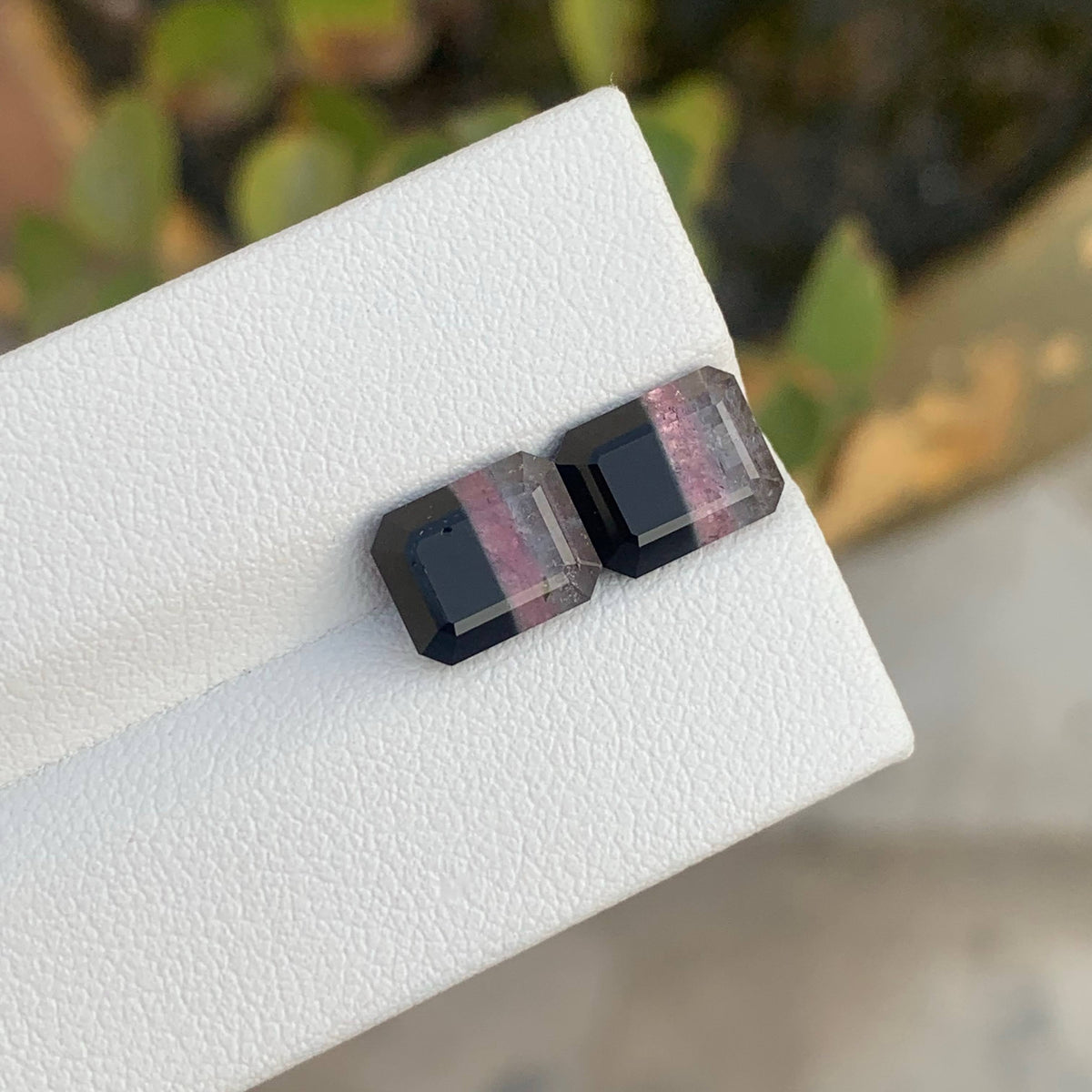 5.40 Carat Natural Loose Bicolor Tourmaline Pair Emerald Cut Afghan Gemstone