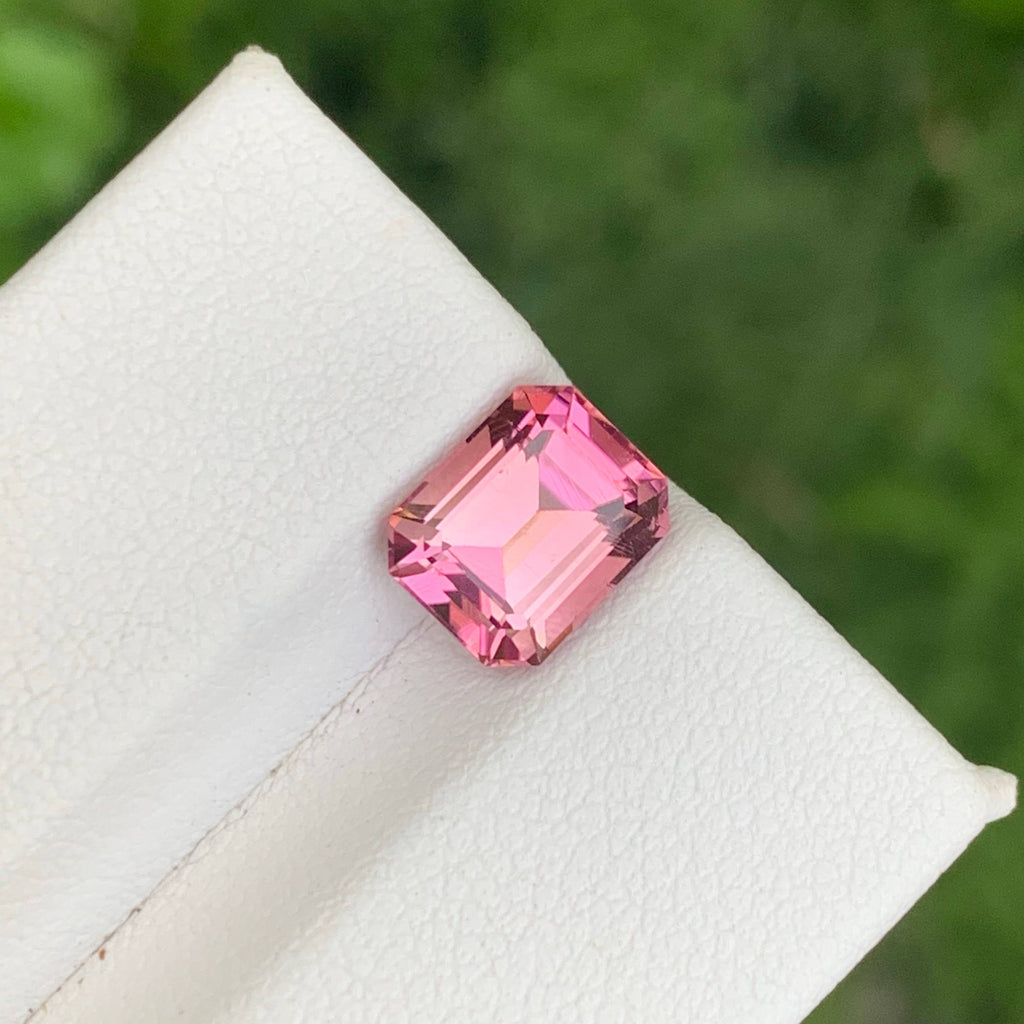 2.45 Carat Peach Pink Tourmaline Emerald Cut Afghan Gemstone