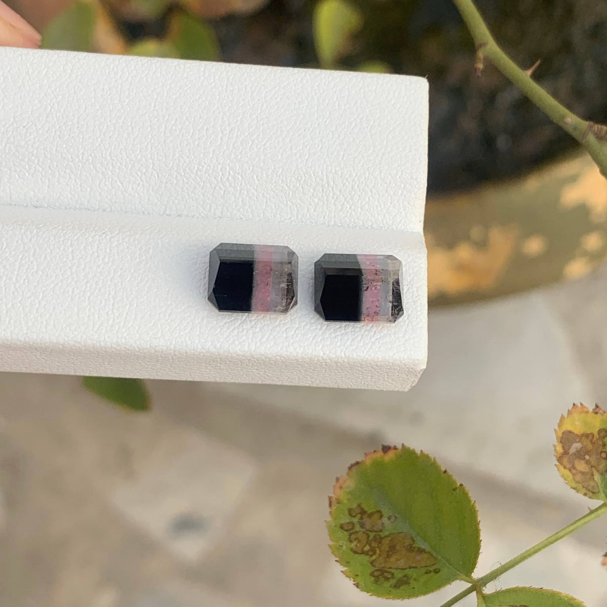 5.40 Carat Natural Loose Bicolor Tourmaline Pair Emerald Cut Afghan Gemstone