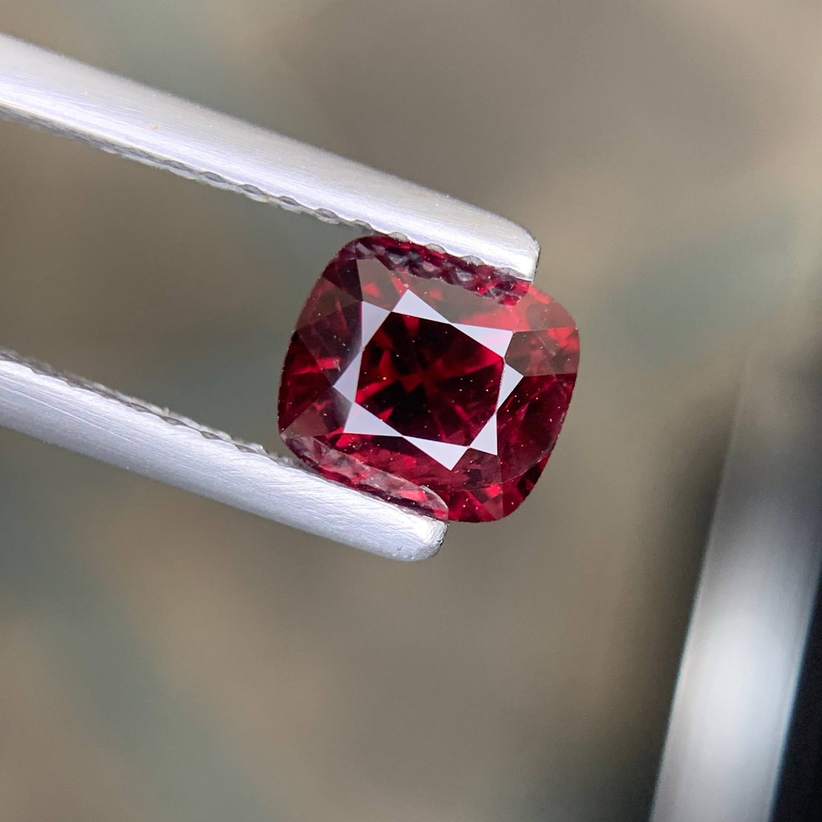 1.49 Carat Natural Loose Certified Brownish Red Spinel Cushion Cut Burma Gem