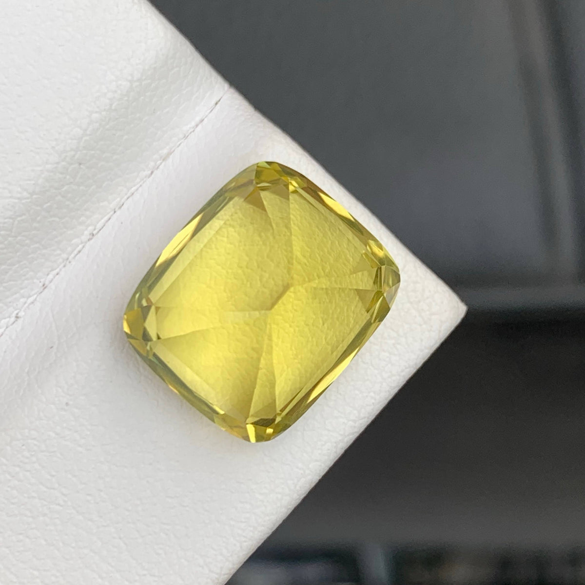 12.45 Carat Natural Loose Lemon Color Citrine Cushion Cut African Gemstone
