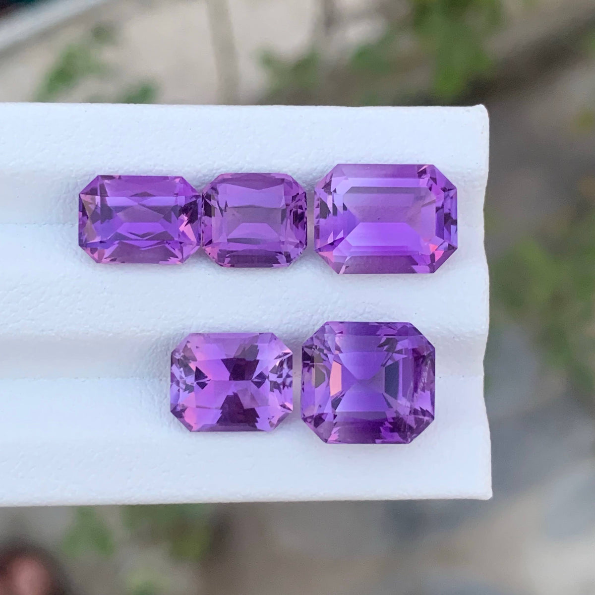 16.65 Carat Natural Loose 5 Piece Purple Amethyst Stone Lot Brazilian Gemstone