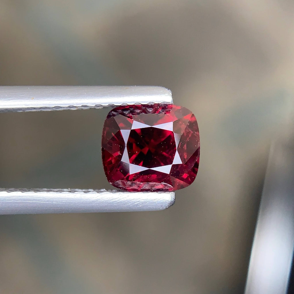 1.49 Carat Natural Loose Certified Brownish Red Spinel Cushion Cut Burma Gem