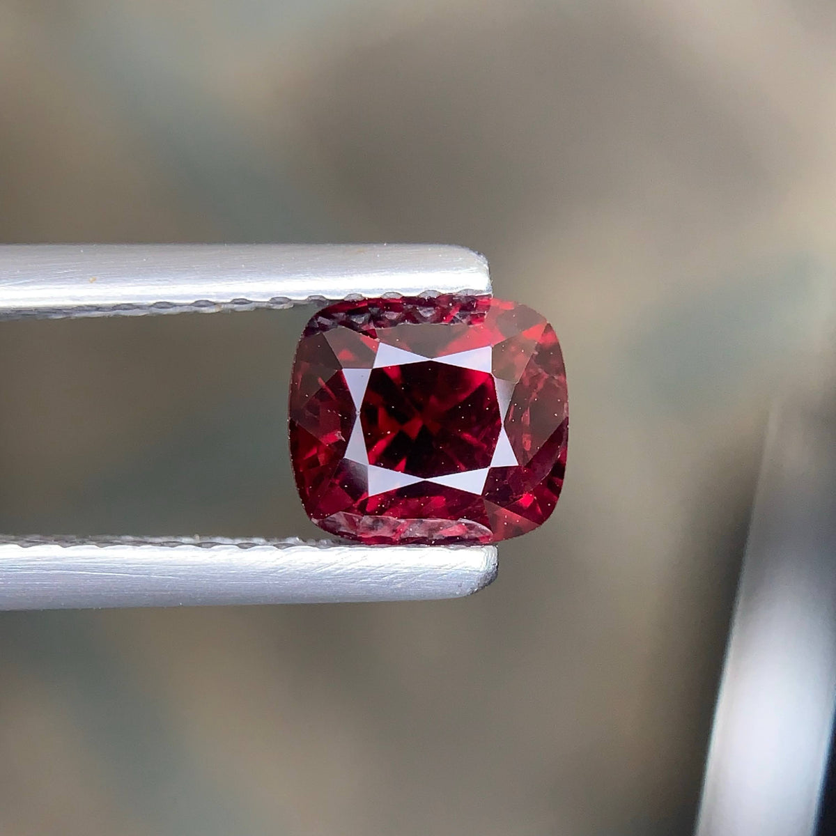 1.49 Carat Natural Loose Certified Brownish Red Spinel Cushion Cut Burma Gem