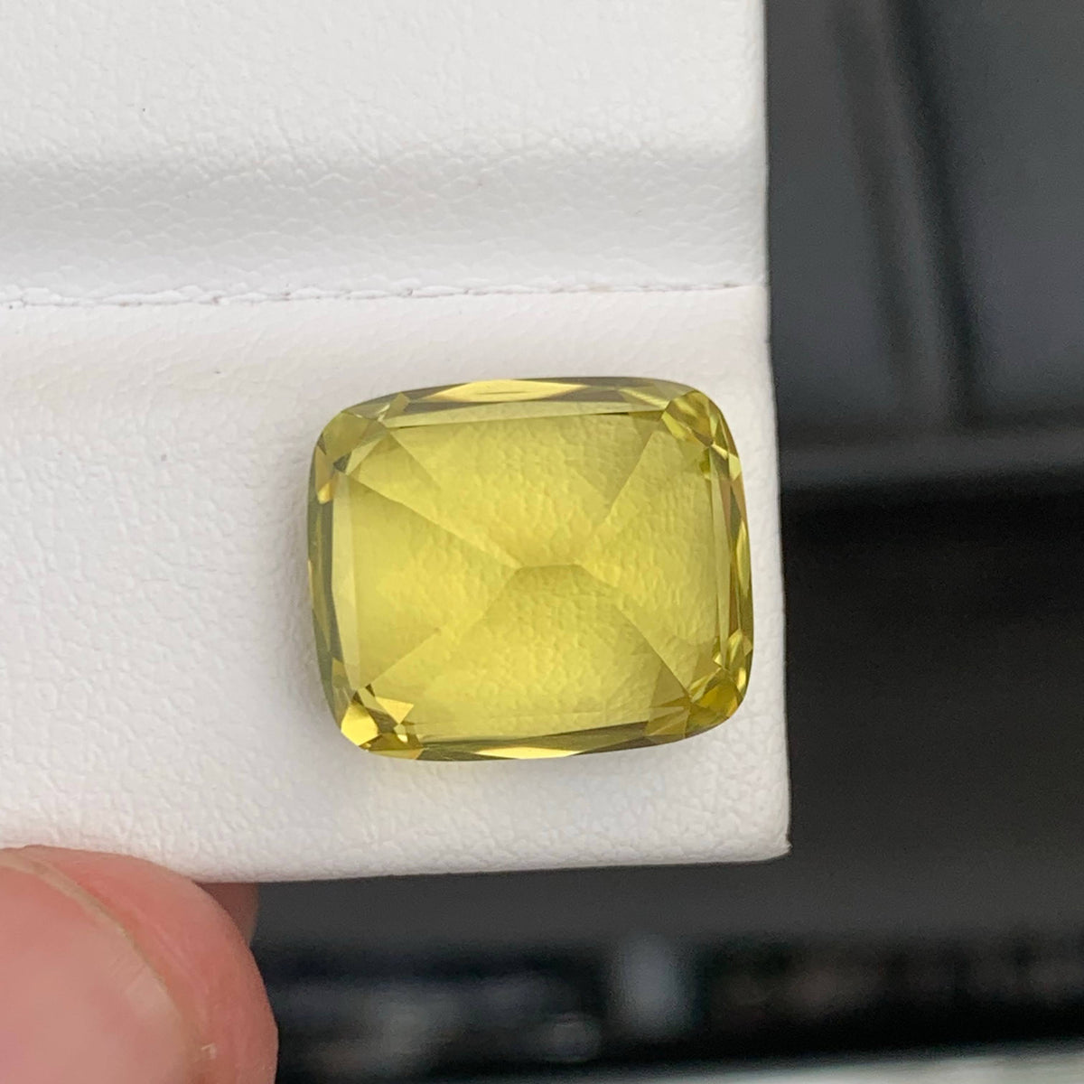 12.45 Carat Natural Loose Lemon Color Citrine Cushion Cut African Gemstone