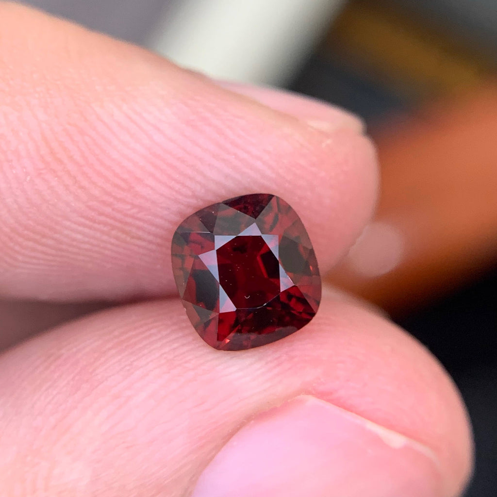 1.70 Carat Natural Loose Certified Red Spinel Stone Cushion Cut Burma Gemstone