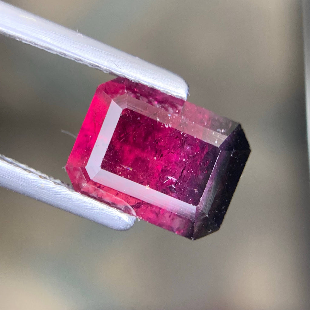 3.75 Carat Bicolor Tourmaline Emerald Cut Afghan Gemstone