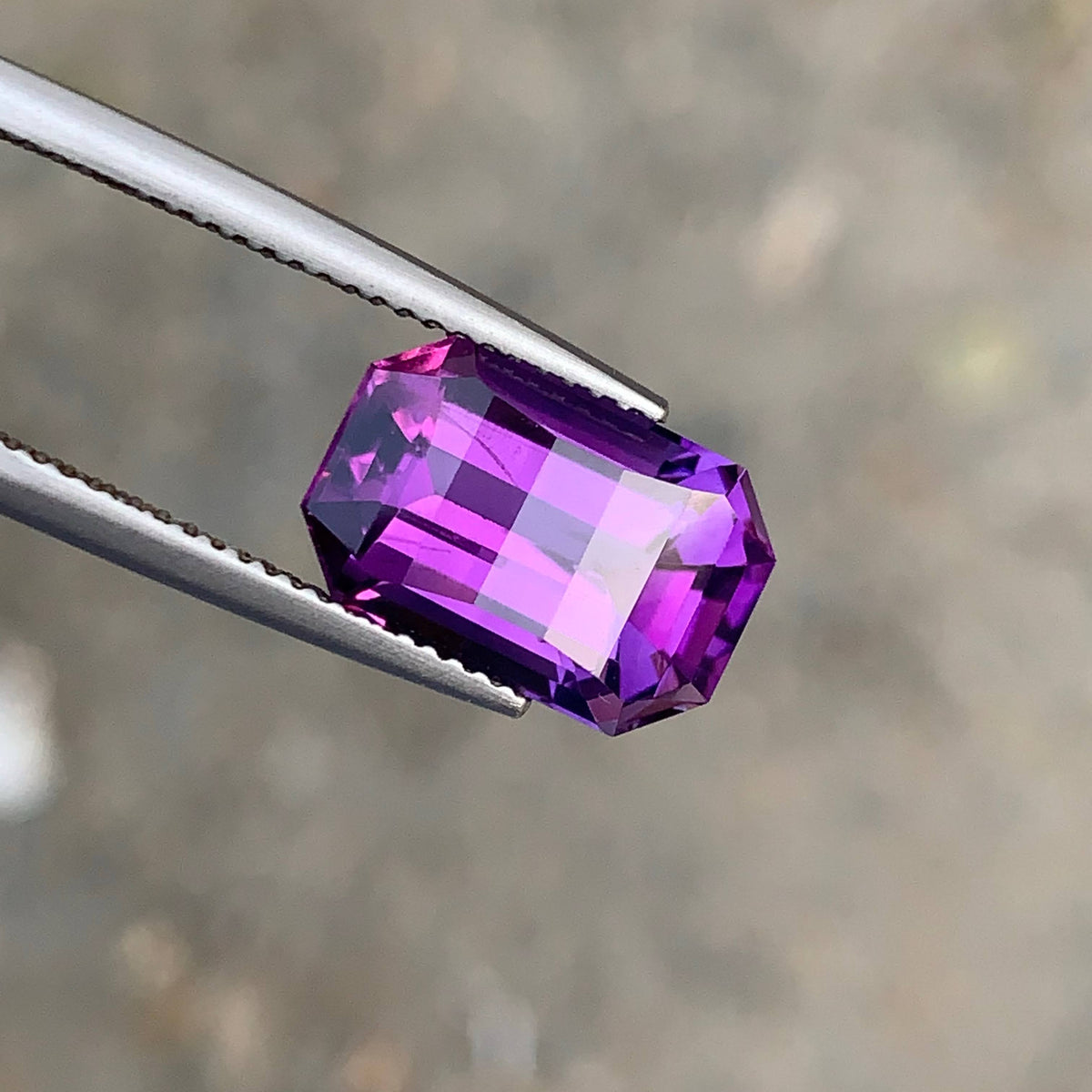 5.60 Carat Natural Loose Deep Purple Amethyst Pixel Cut Brazilian Gemstone