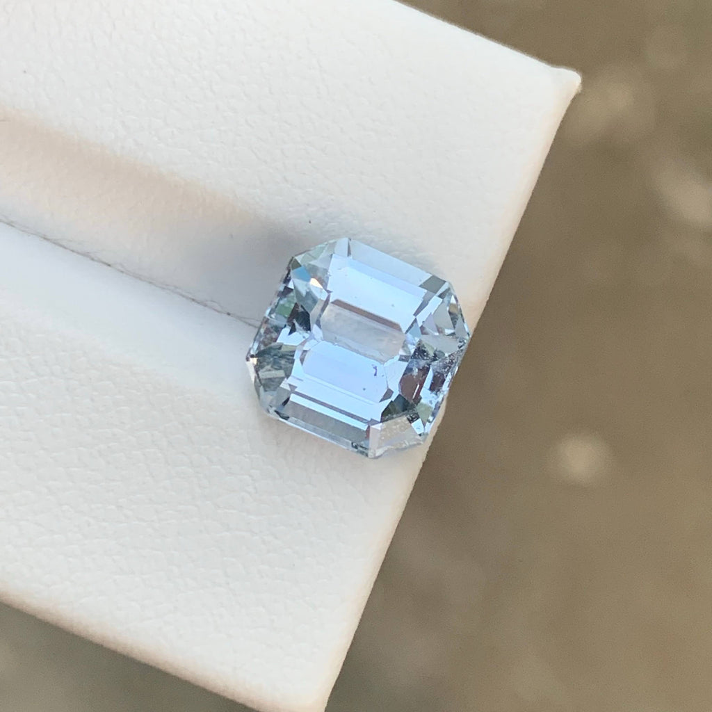 3.30 Carat Natural Aquamarine Goshenite Asscher Cut Gemstone From Pakistan