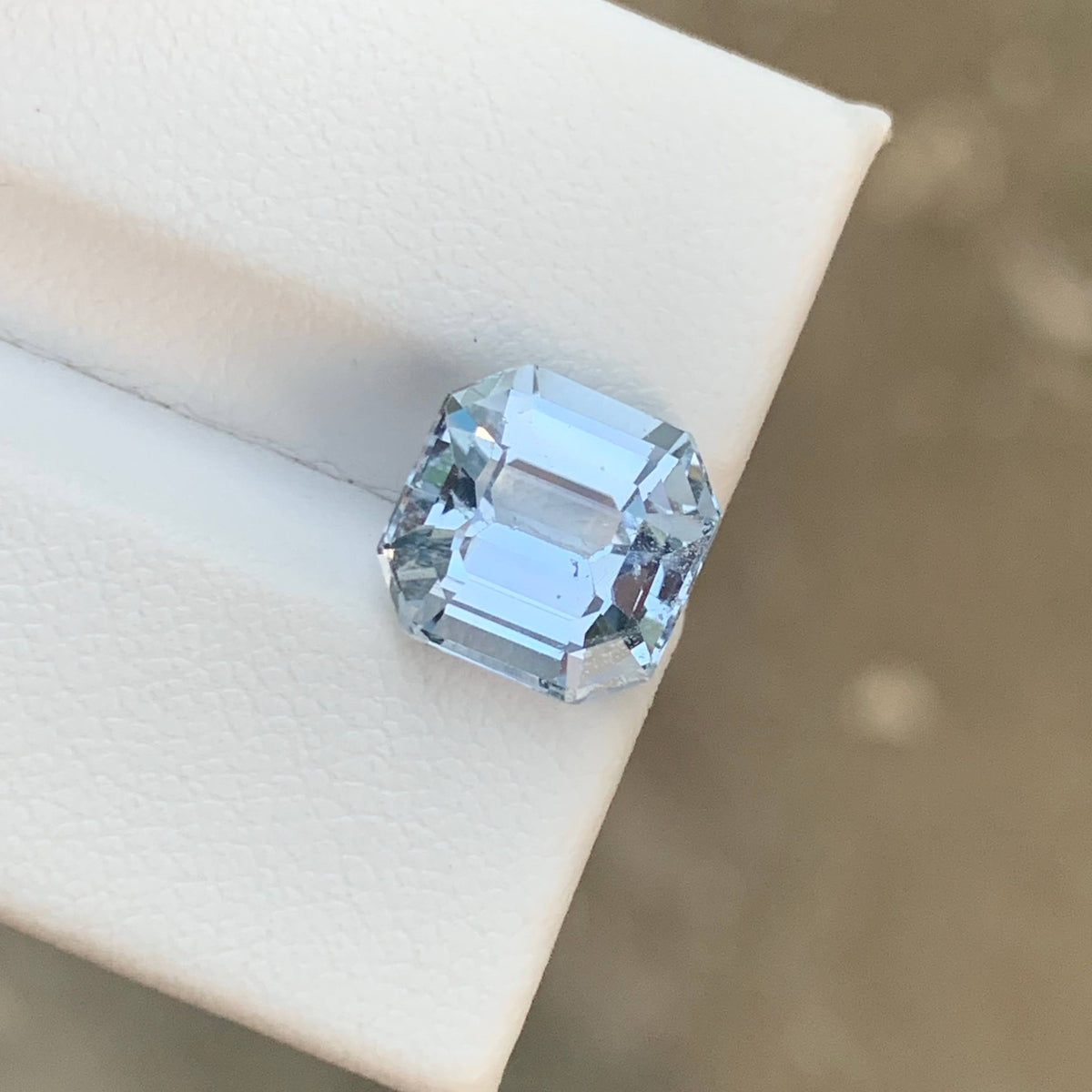 3.30 Carat Natural Aquamarine Goshenite Asscher Cut Gemstone From Pakistan