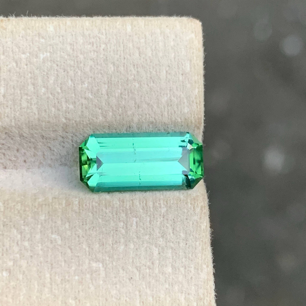 3.40 Carat Mint Green Tourmaline Emerald Cut Afghanistan VVS Untreated