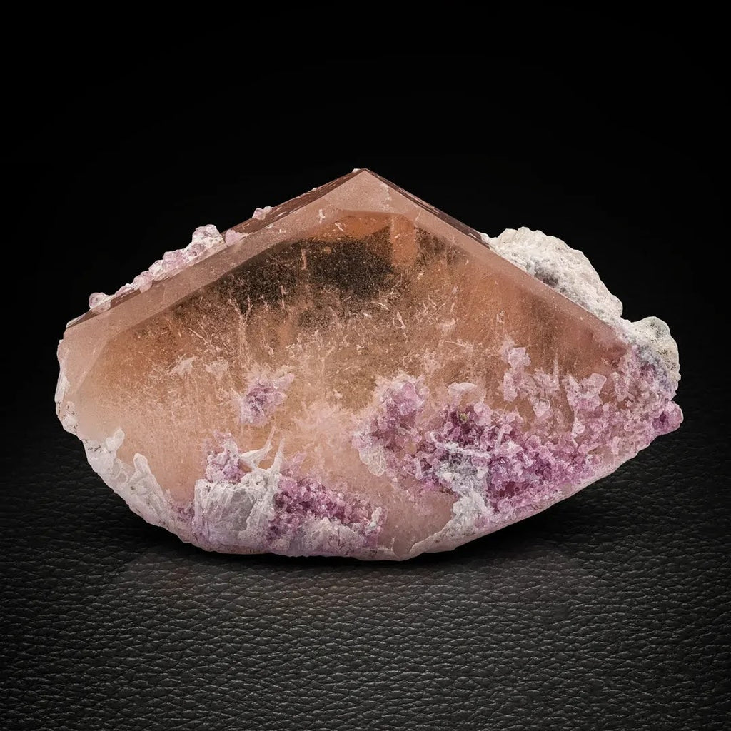 Peachy Pink Tabular Morganite Crystal with Lepidolite from Afghanistan