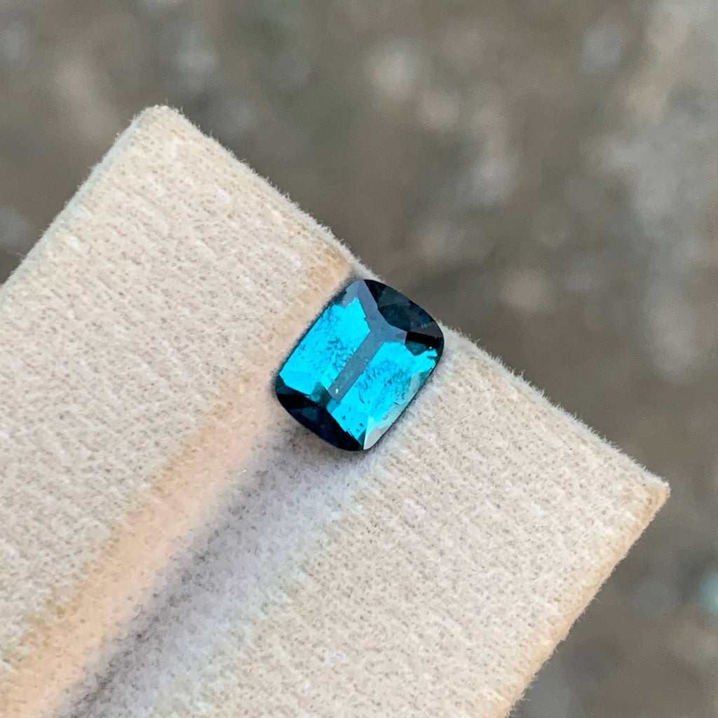 1.50 Carat Natural Loose Ink Blue Color Tourmaline Cushion Cut Afghan Gemstone