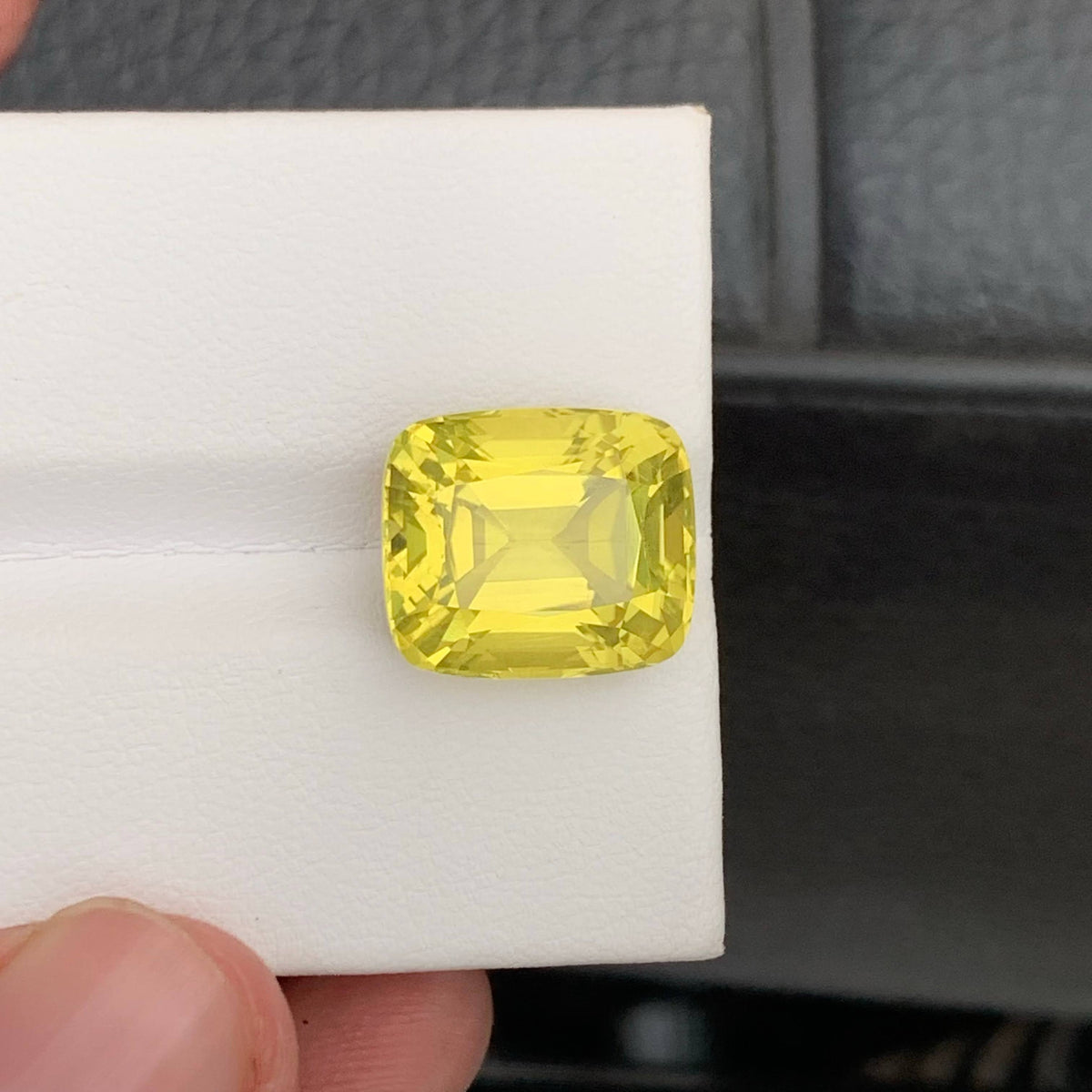 12.45 Carat Natural Loose Lemon Color Citrine Cushion Cut African Gemstone