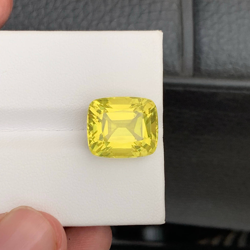 12.45 Carat Natural Loose Lemon Color Citrine Cushion Cut African Gemstone