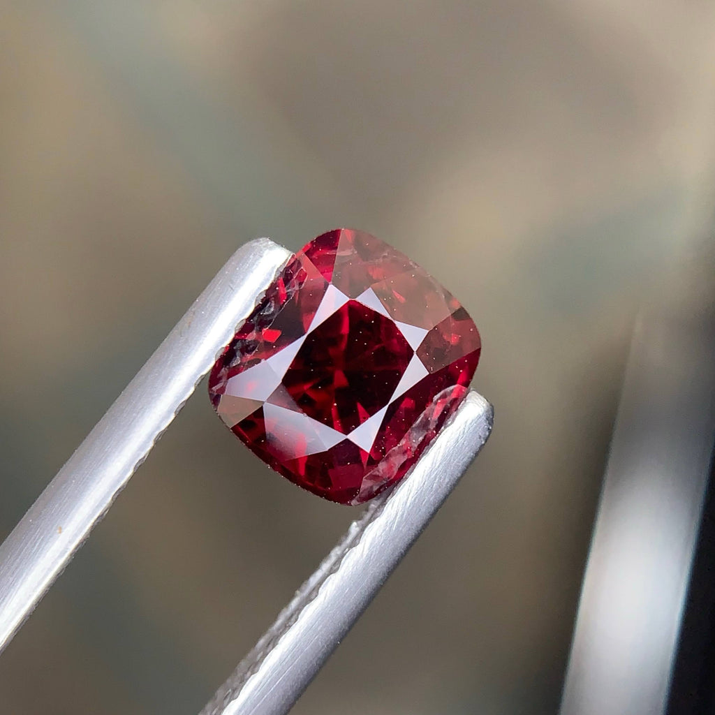 1.49 Carat Natural Loose Certified Brownish Red Spinel Cushion Cut Burma Gem