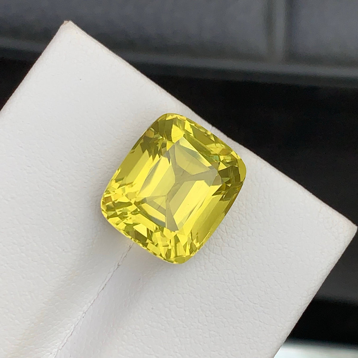 12.45 Carat Natural Loose Lemon Color Citrine Cushion Cut African Gemstone