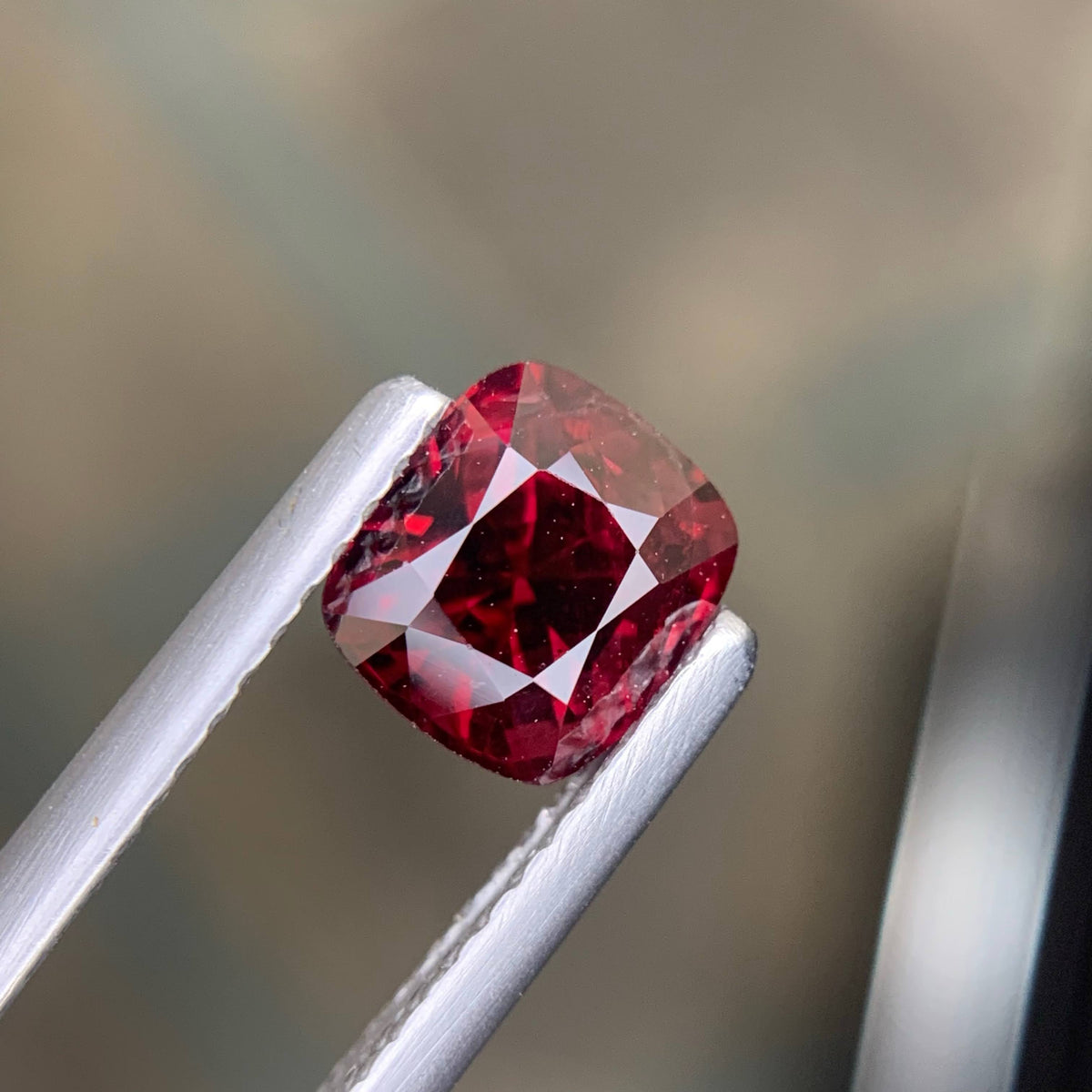 1.49 Carat Natural Loose Certified Brownish Red Spinel Cushion Cut Burma Gem