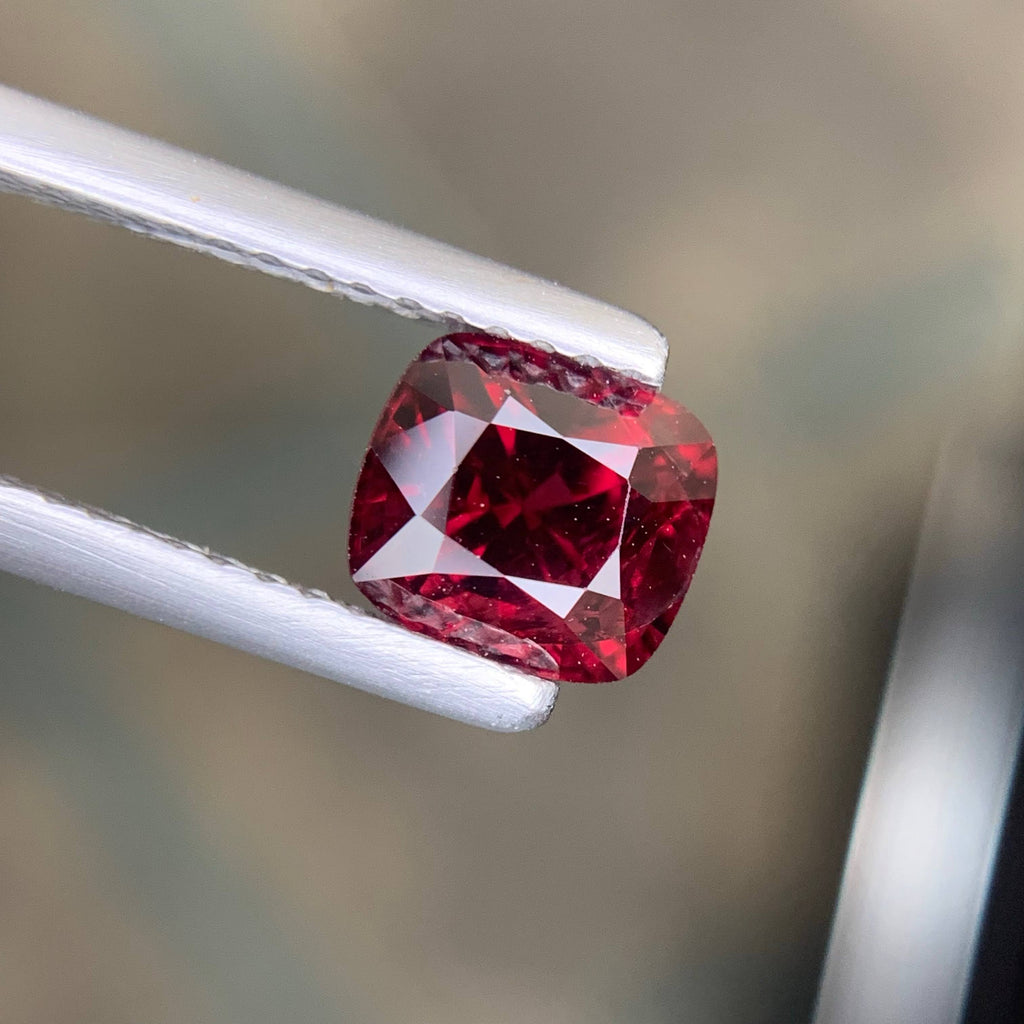 1.49 Carat Natural Loose Certified Brownish Red Spinel Cushion Cut Burma Gem