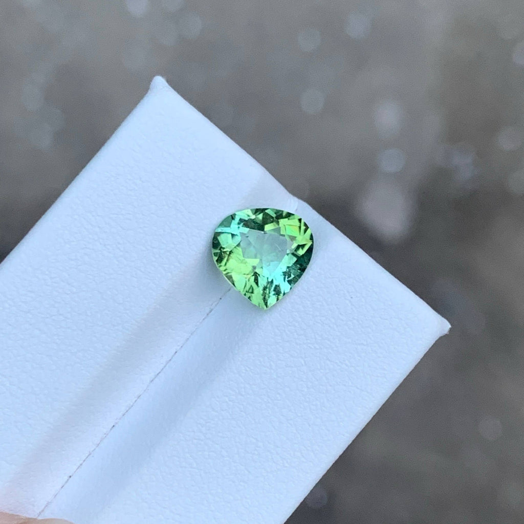 2.25 Carat Natural Mint Green Tourmaline Pear Cut Afghan Gemstone