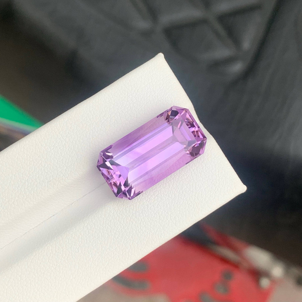 16.25 Carat Purple Amethyst Emerald Cut Brazil Eye Clean Untreated