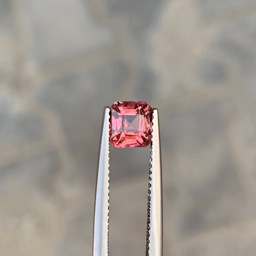 1.45 Carat Natural Loose Peach Color Tourmaline Asscher Cut Afghan Gemstone