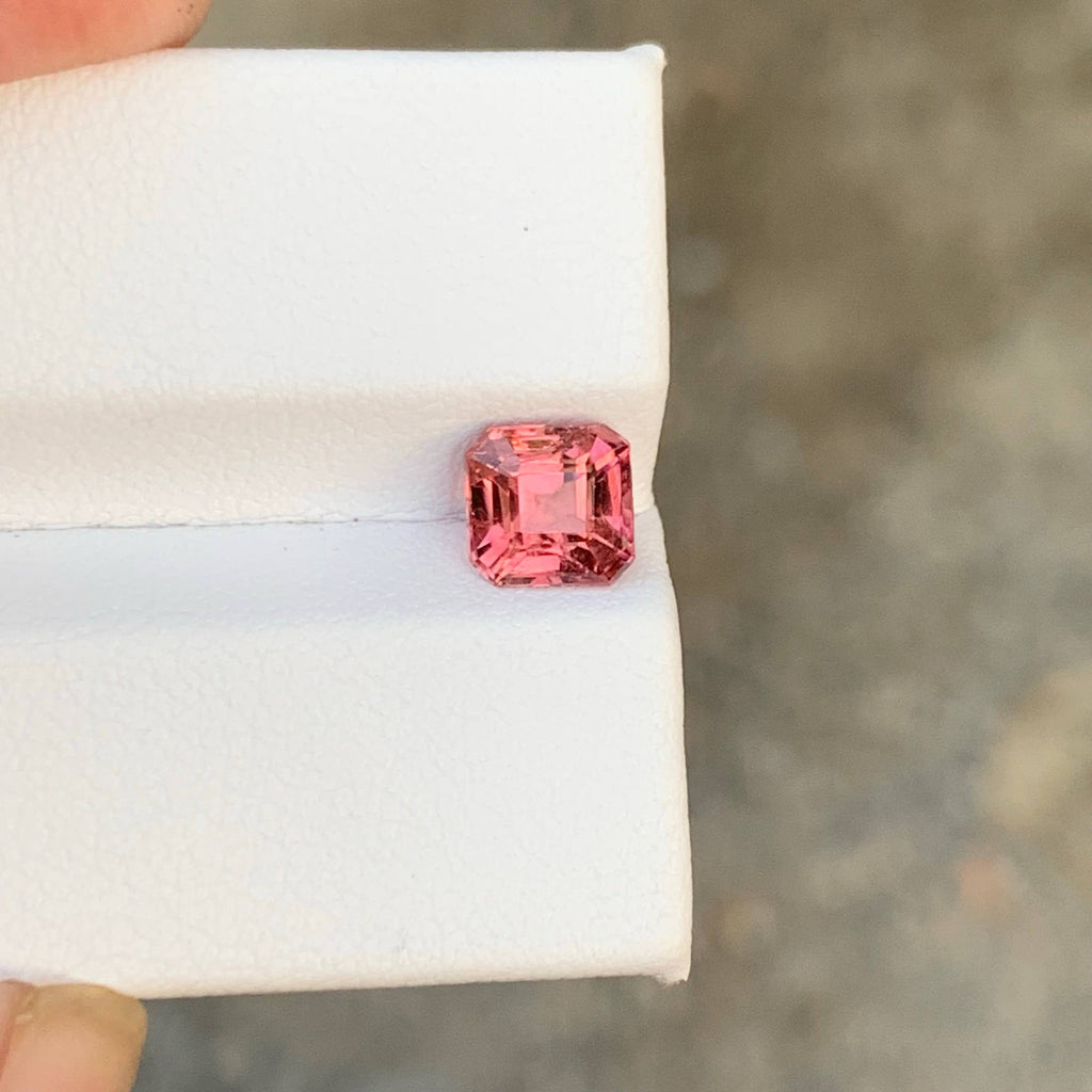 1.45 Carat Natural Loose Peach Color Tourmaline Asscher Cut Afghan Gemstone
