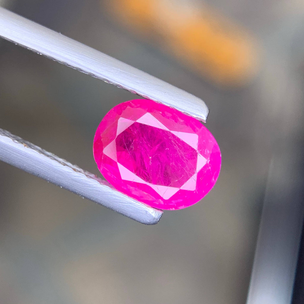 1.50 Carat Natural Loose Pinkish Red Ruby Stone Oval Cut Afghan Gemstone