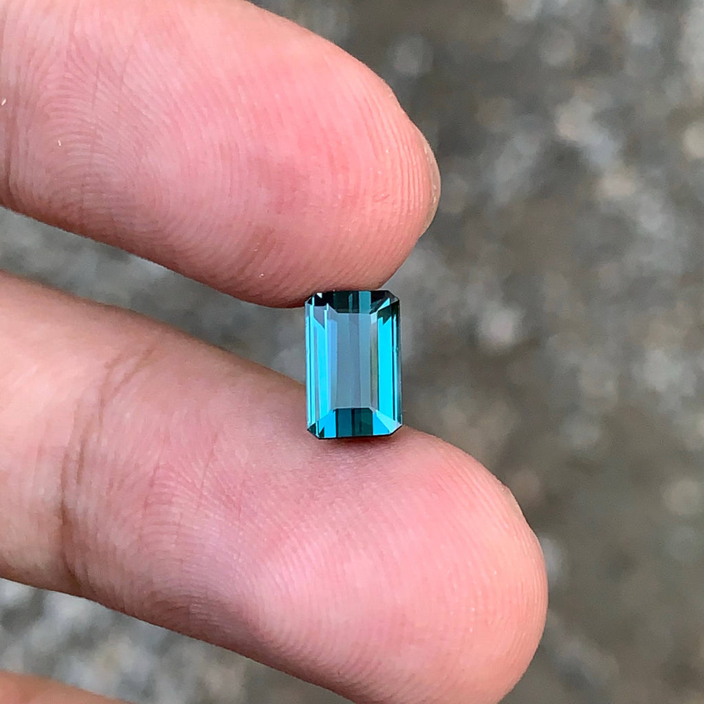 1.45 Carat Natural Loose Blue Color Tourmaline Emerald Cut Afghan Gemstone
