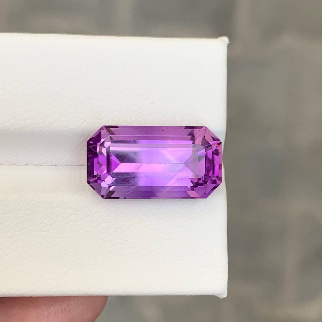 9.45 Carat Natural Loose Purple Amethyst Emerald Cut Brazilian Gemstone