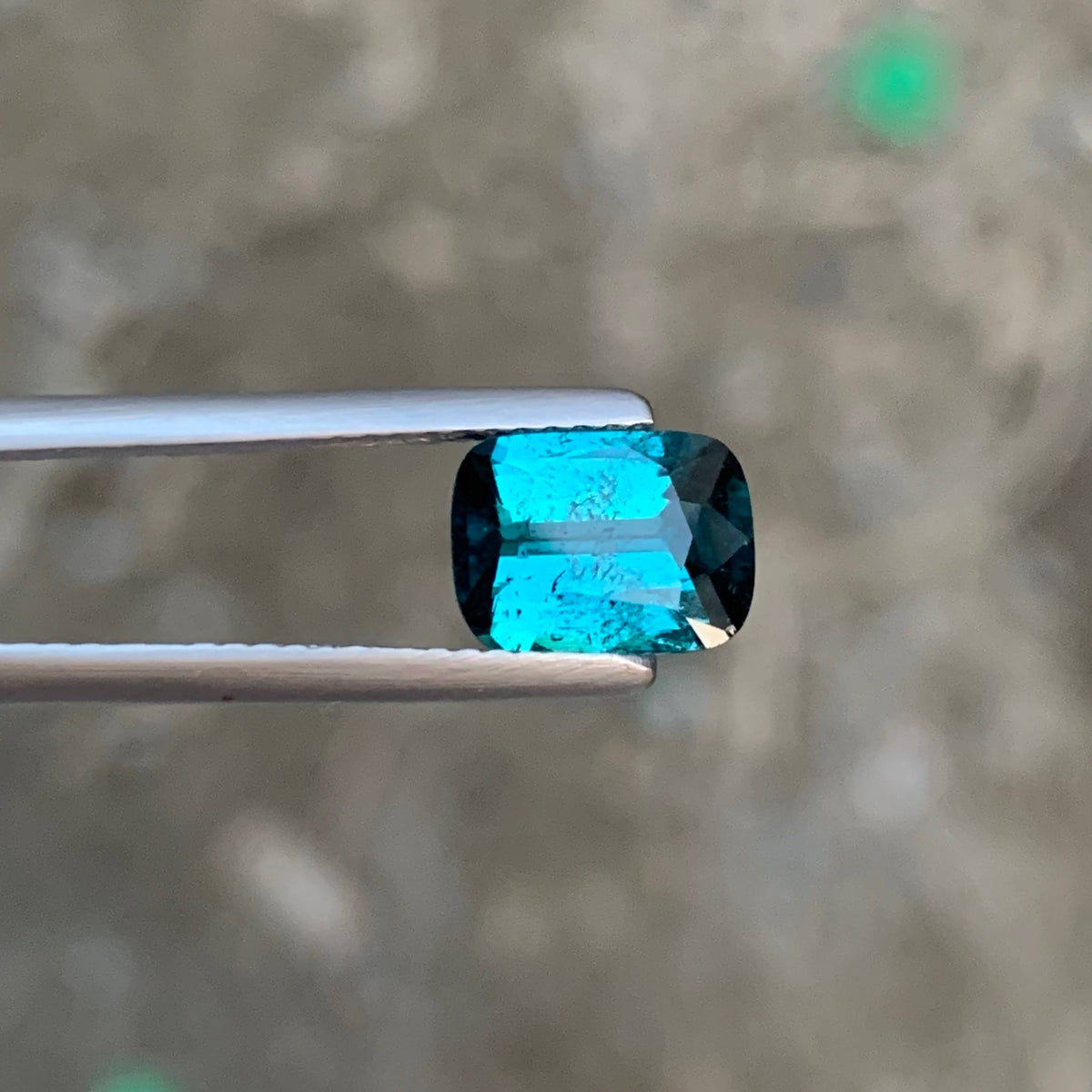 1.50 Carat Natural Loose Ink Blue Color Tourmaline Cushion Cut Afghan Gemstone