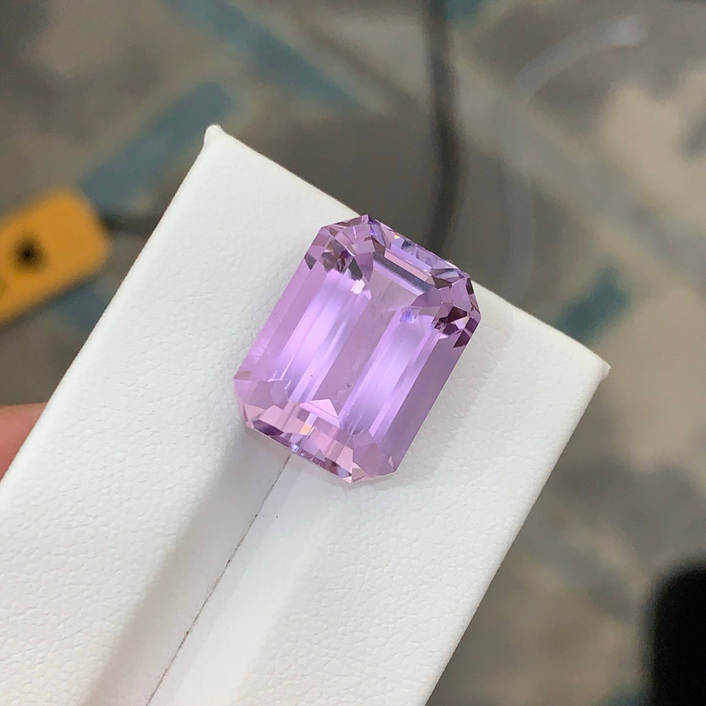 17.50 Carat Natural Loose Pink No Heat Kunzite Emerald Cut Afghan Gemstone