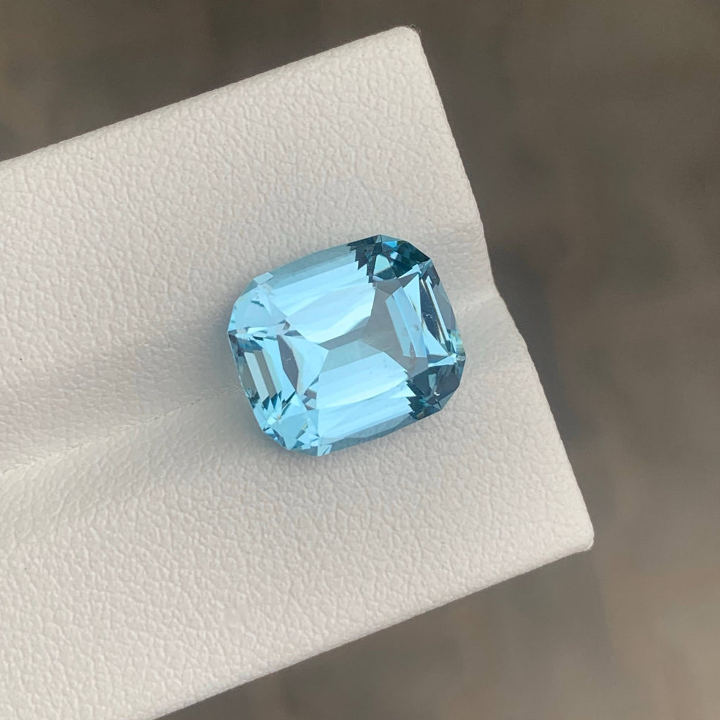 7.75 Carat Natural Loose Sky Blue Color Topaz Cushion Cut African Gemstone