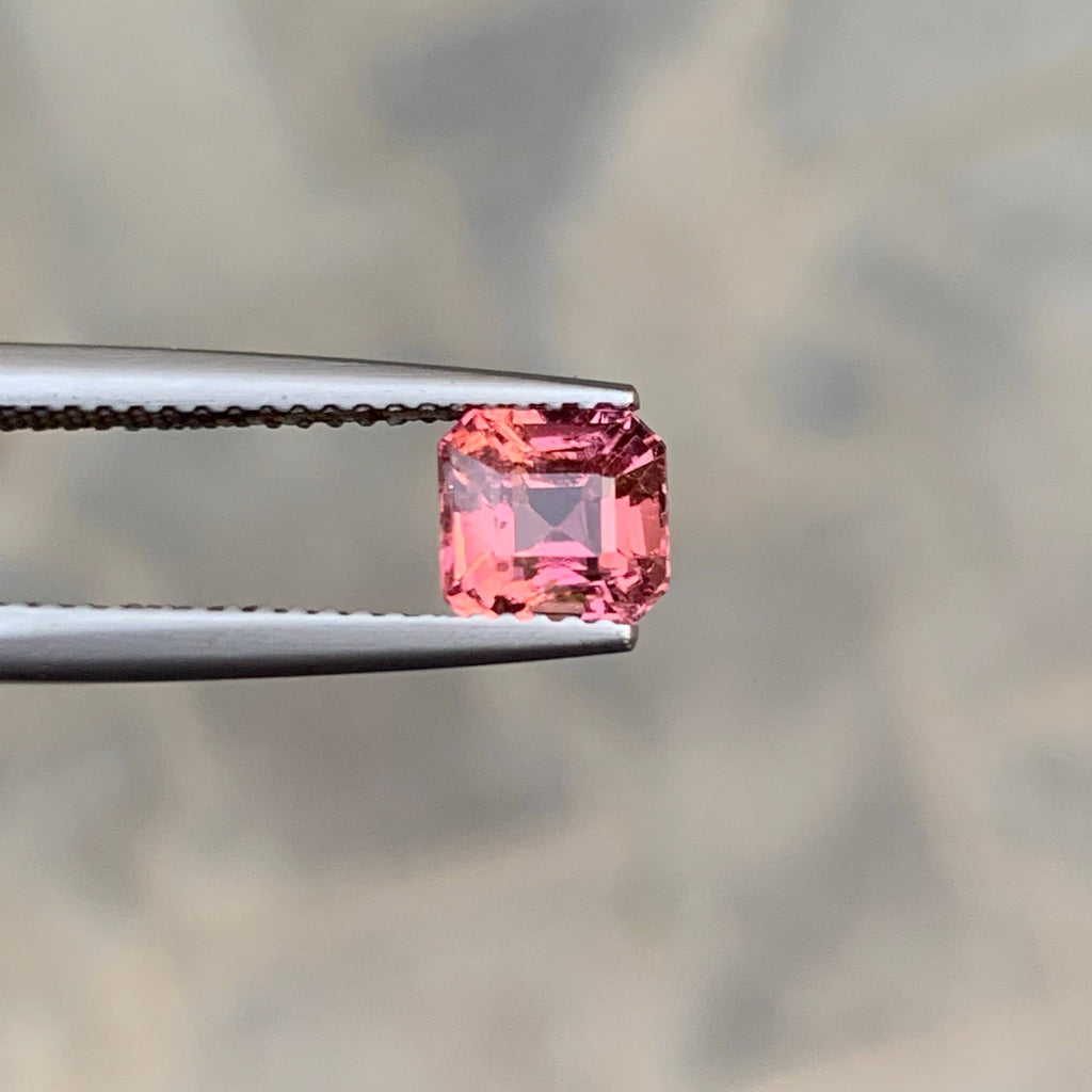 1.45 Carat Natural Loose Peach Color Tourmaline Asscher Cut Afghan Gemstone
