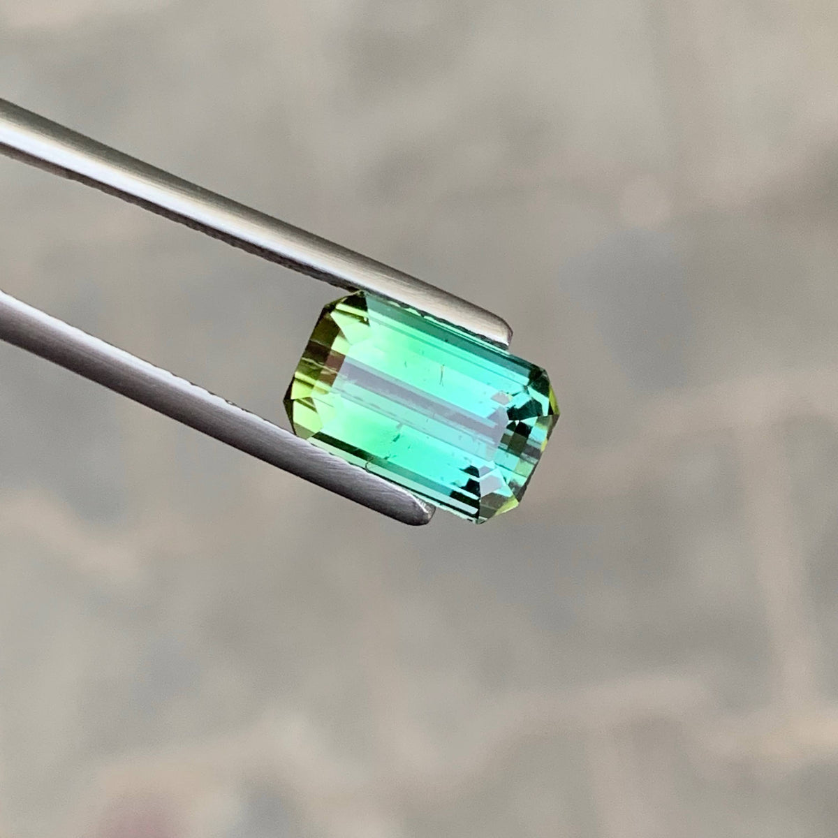 3.75 Carat Natural Loose Bicolor Tourmaline Stone Emerald Cut Afghan Gemstone