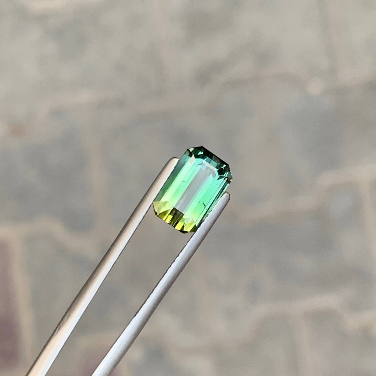 3.75 Carat Natural Loose Bicolor Tourmaline Stone Emerald Cut Afghan Gemstone