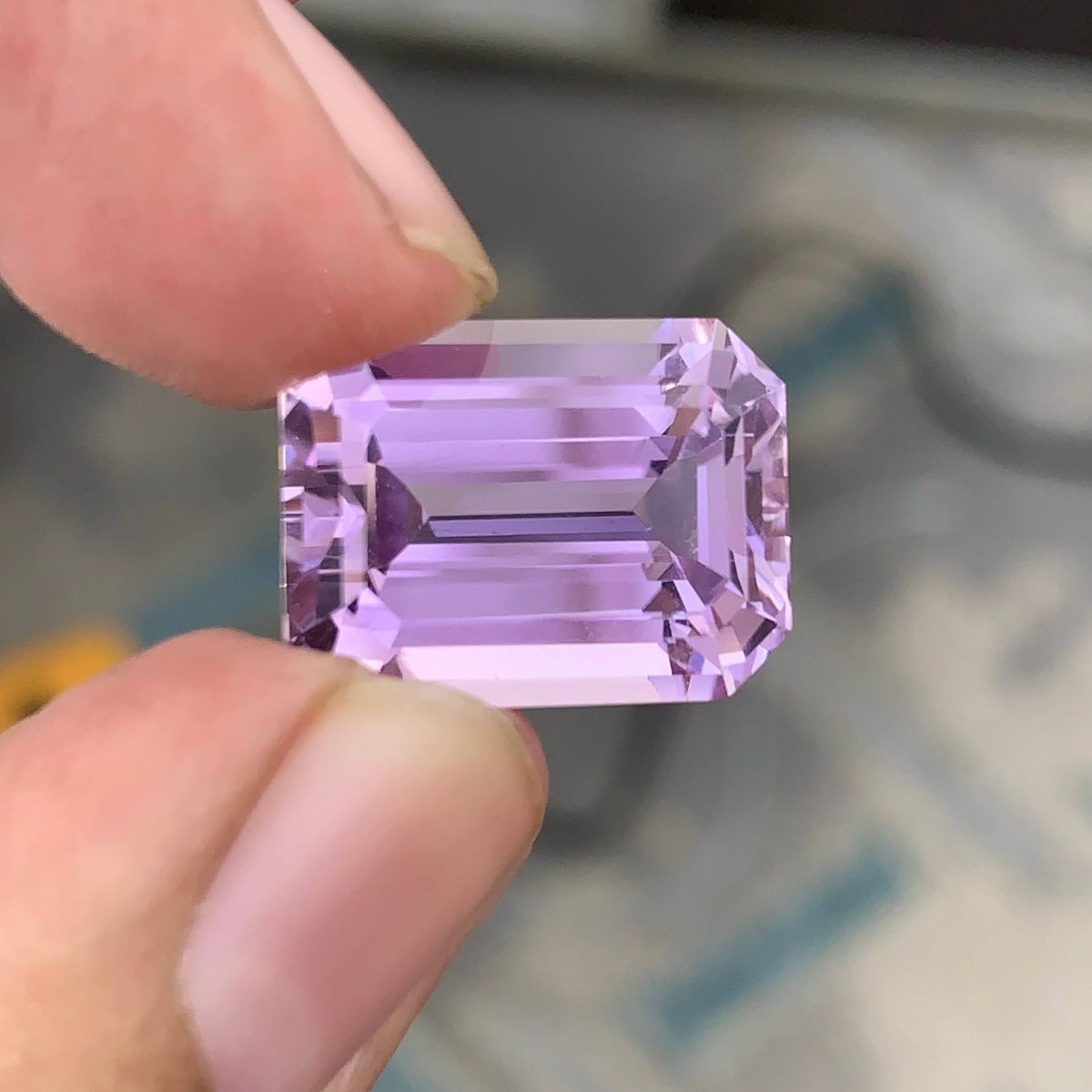 17.50 Carat Natural Loose Pink No Heat Kunzite Emerald Cut Afghan Gemstone