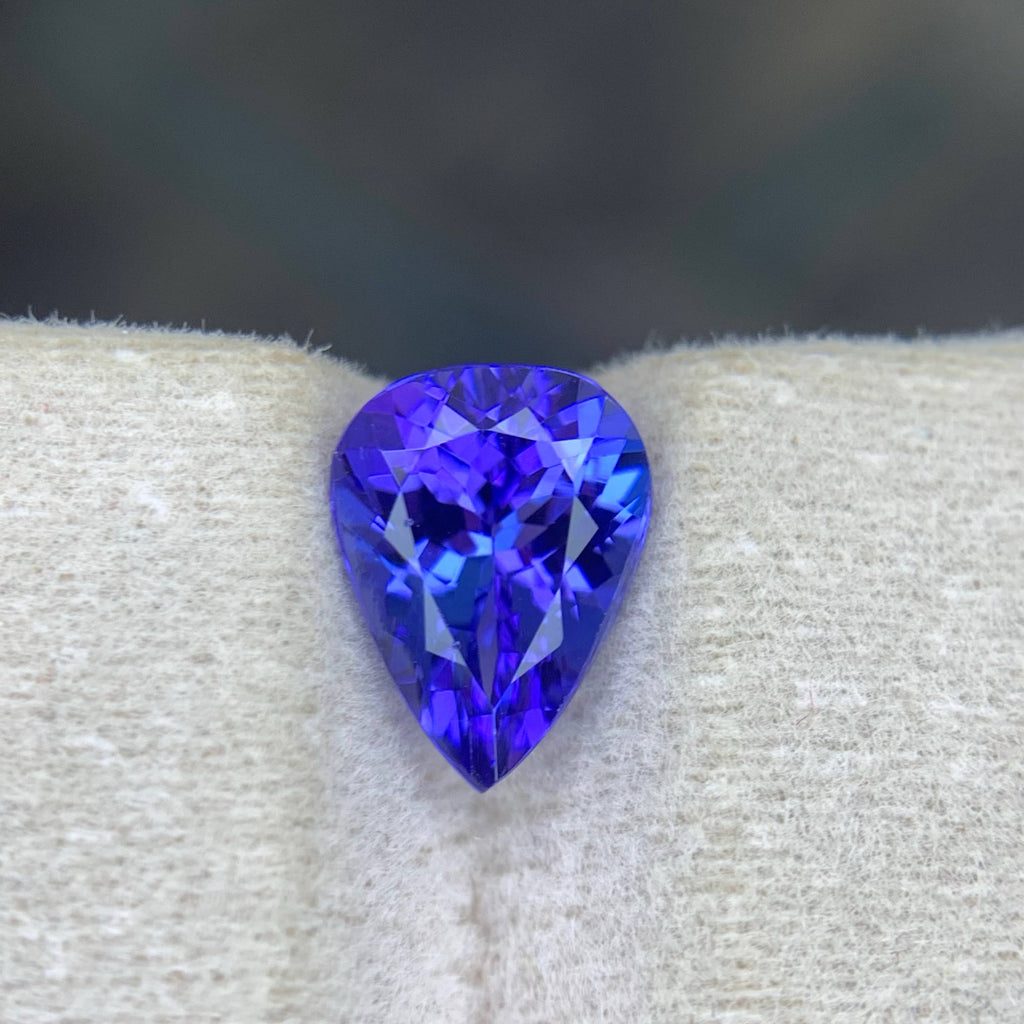 1.75 Carat Blue Tanzanite Pear Cut Tanzania Loupe Clean Untreated
